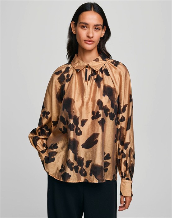 MSCHNilla Romina Bluse - Iced Coffee Leo